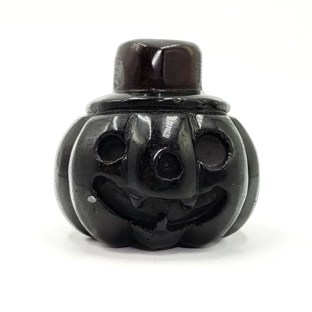 Black Obsidian Pumpkin Carving Figurine 62mm 2.4"